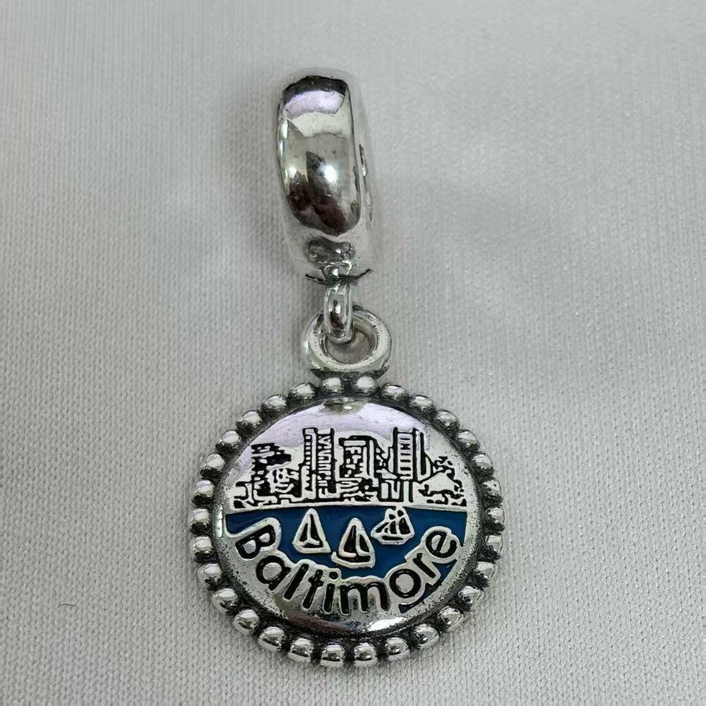 Pandora Baltimore Maryland Charm Travel Pendant, S925 Silver Jewelry